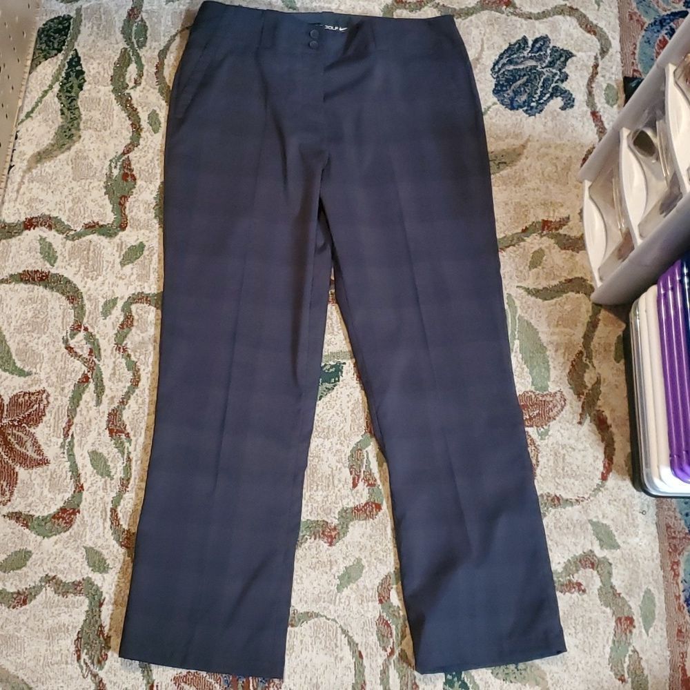 Nike Golf Stretch Dri-Fit Subtle Grey/Black Plaid Pants Size 10‎ Super Cute!